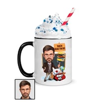 Erkek Tarih Öğretmenine Hediye Karikatürlü Siyah Kupa Bardak