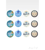 Maşallah Temalı 12'li Dekoratif Su Geçirmez Sticker Seti