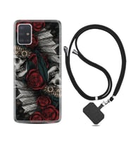 Samsung a71 A72 A73 A7 A9 2018 C7 C9 Kılıf Boyun Askılı Silikon Skull Rose 1673