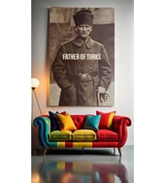 FATHER OF THE TURKS ATATÜRK Ev Duvar Salon Güzellik Salonu Ofis Dükkan Dekarasyon Kanvas Tablo (Akçaağaç)
