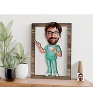 BK Gift Kişiye Özel Cerrah Karikatürlü 3D Ahşap Tablo, Sevgiliye Hediye, Arkadaşa Hediye, Yıl Dönümü Hediyesi, Doğum Günü Hediyesi-1