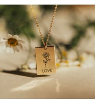Altın Kaplama Plaka Love Gümüş Kolye