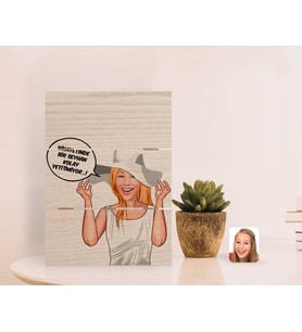 BK Gift Kişiye Özel Kadın Kolay Yetişmiyor Karikatürlü Otantik Masaüstü Ahşap Palet Çerçeve-6 (Beyaz)