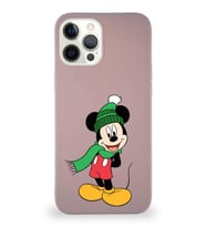 Apple iPhone 12 Pro Max Soft Premier Kapak Mickey Mouse-G Tasarımlı Silikon Kılıf - Pudra (Şeffaf)