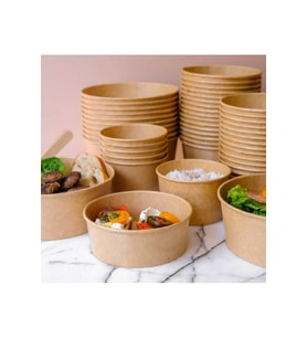 1300 CC Kraft Karton Organik Salata Kasesi Kapaklı Bowl 10 Adet
