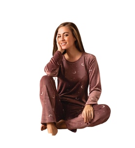 Sude Kadın Kışlık Kadife Pijama Takımı 536- 1 Adet (Gül Kurusu)