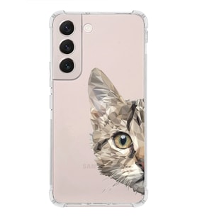 Samsung Galaxy S22 Uyumlu Köşe Korumalı Antişok  Kapak Catface Tasarımlı Şeffaf  Kılıf