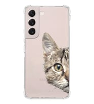 Samsung Galaxy S22 Uyumlu Köşe Korumalı Antişok  Kapak Catface Tasarımlı Şeffaf  Kılıf