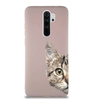 Xiaomi Redmi Note 8 Pro Soft Premier Kapak Catface Tasarımlı Silikon Kılıf - Pudra (Şeffaf)
