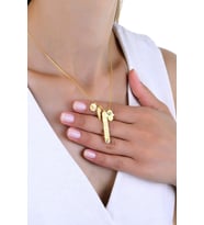 Gümüş altın yaldızlı Allah Lafzı mineli koruyucu SADAKAT yazılı kolye SGTL12999GOLD