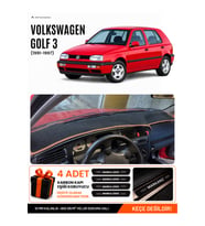 e-biz VOLKSWAGEN GOLF 3 (1991-1997) Uyumlu Torpido Örtüsü, Torpido Kılıfı - Siyah-Kahverengi - VW008