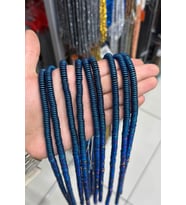 Hematit Taşı Rondela Kesim Parlak Mavi 8x2mm Doğal Taş Dizi