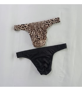 Erkek 2'li Paket Leopar-Siyah Renk String Külot BB2199