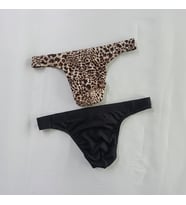Erkek 2'li Paket Leopar-Siyah Renk String Külot BB2199