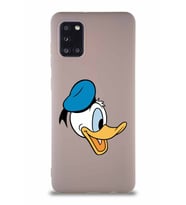 Samsung Galaxy A31 Soft Premier Kapak Donald Duck-F Tasarımlı Silikon Kılıf - Pudra (Şeffaf)