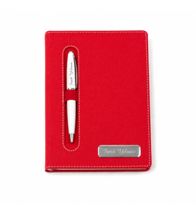 İsme Özel Kumaş Desenli Defter ve Tükenmez Kalem Seti