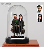 Avukatlar Gününe Özel Çift Tasarım Işıklı Karikatür Avukat Fanus Biblo, Avukatlar Günü Hediyesi