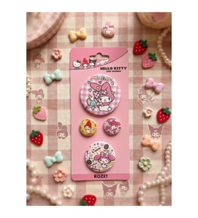 Kuromi & Hello Kitty Lisanslı 4'lü Rozet Set