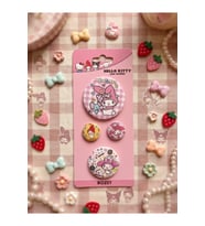 Kuromi & Hello Kitty Lisanslı 4'lü Rozet Set