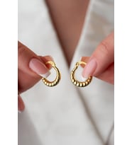 925 Ayar Gümüş Gold Rengi Boğumlu 15 mm Şarnel Küpe