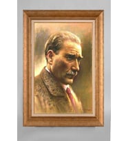 EV İŞYERİ OFİS İÇİN ALTIN ÇERÇEVELİ PASPARTULU ATATÜRK TABLO S702