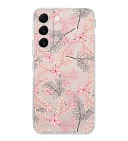Samsung Galaxy S22  Kamera Korumalı Kapak Floral Kırmızı Tasarımlı  Şeffaf  Kılıf
