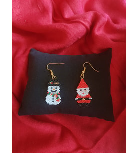 Miyuki Boncuk El Yapımı Kardan Adam Ve Noel Baba Küpe Yılbaşı Christmas Noel