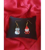 Miyuki Boncuk El Yapımı Kardan Adam Ve Noel Baba Küpe Yılbaşı Christmas Noel