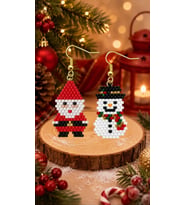 Miyuki Boncuk El Yapımı Kardan Adam Ve Noel Baba Küpe Yılbaşı Christmas Noel
