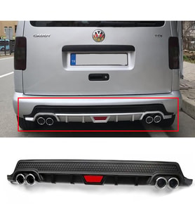 Vw Caddy Siyah Difüzör Difizör Yuvarlak Egzoz Görünüm Kulaklı Tip 2004-2014