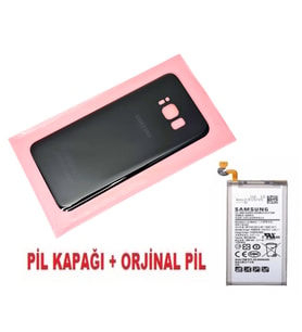 Tkgz Samsung Galaxy S8 Arka Pil Batarya Kapağı + PİL (CAM) SİYAH