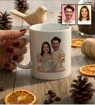 Kişiye Özel Karikatür Yemek Yapan Romantik Çift Kupa Bardak Sevgililer Günü Hediyesi
