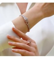 Kaplan Başlı Zirkon Taşlı Rose Gold Gümüş Set