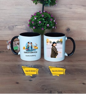 Temizlik Görevlisi Kupa Bardak Siyah Fotoğraflı