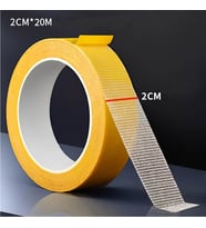 Örgülü Çift Taraflı Bant 20mm 20 Metre Fiber Takviyeli Dokuma Örgü Bez Destekli Silikon Yapıştırıcı