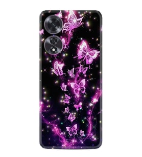 Oppo A60 Kılıf Boutique Baskılı Resimli Pembe Neon Kelebekler Pcode -100