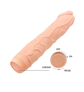 Silikon yapay vibratör, 20 cm uzunluğunda yumuşak realistik penis titreşim motorlu, Vanilya aromalı kayganlaştırıcı hediyeli
