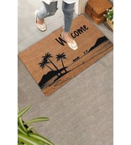 Valerine Life Ağaçlı Dağ Manzaralı Welcome Kapı Önü Paspası 45x70cm (Siyah)