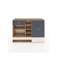 Kronos Dolap 12 Raflı 4 Çekmeceli 4 Kapaklı 220x59x163 Çam-Antrasit/Aytaşı