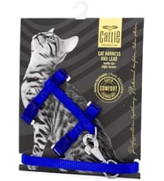 Cattie Dokumadan El Yapımı Kedi Göğüs & Gezdirme Takımı 1x25-40cm - Royal Blue
