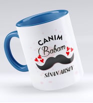 BK Gift Kişiye Özel Canım Babam Tasarımlı Mavi Kupa Bardak - Model 2