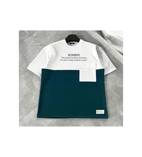 Unisex Torba Cep Detaylı Parçalı T-Shirt - Lacivert