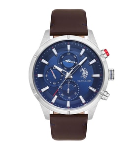 U.S. POLO ASSN. USPA1014-09 KAHVERENGİ DERİ KORDON ERKEK KOL SAATİ