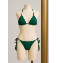 Kadın Yeşil Yandan ve Boyundan Bağlamalı Bikini Mayo Takımı