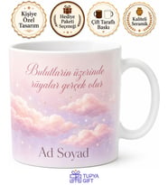 Pastel Tonlarda Bulutların Üzerinde Pembe Rüyalar Kupası Hediye Bardak