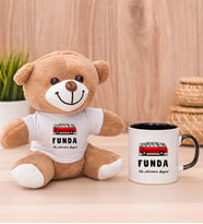 Kişiye Özel Vosvos Minibüs Tasarımlı Peluş Ayı ve Siyah Kupa