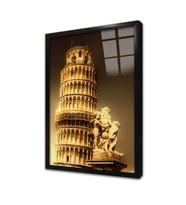 Pisa Kulesi Çerçeveli Cam Tablo