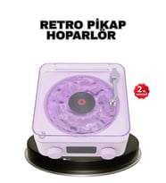 Projektör Işıklı Retro Hoparlör Bluetooth AUX USB Hafıza Kartlı 360° Sesli Şarjlı