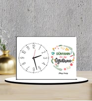 Kişiye Özel  24 Kasım Öğretmenler Günü Hediyesi  Ahşap Biblo Masa Saati 15*21 CM