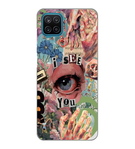 Samsung Galaxy A12/M12 Uyumlu Aesthetic Kolaj Desenli Şeffaf Telefon Kılıfı